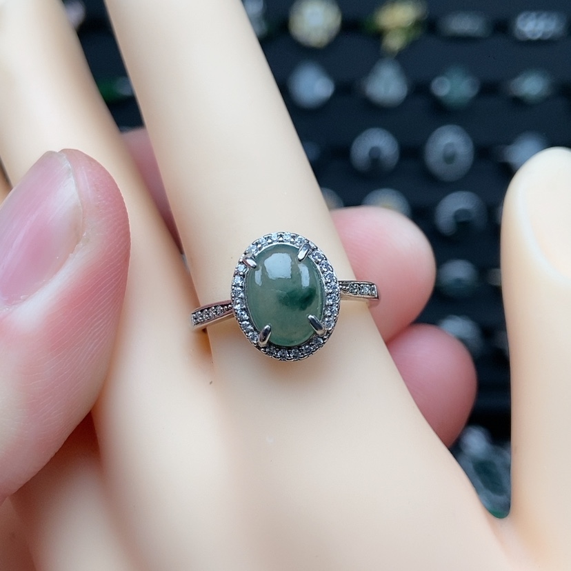 【闪购商品】翡翠戒指银S925镶嵌兮兮