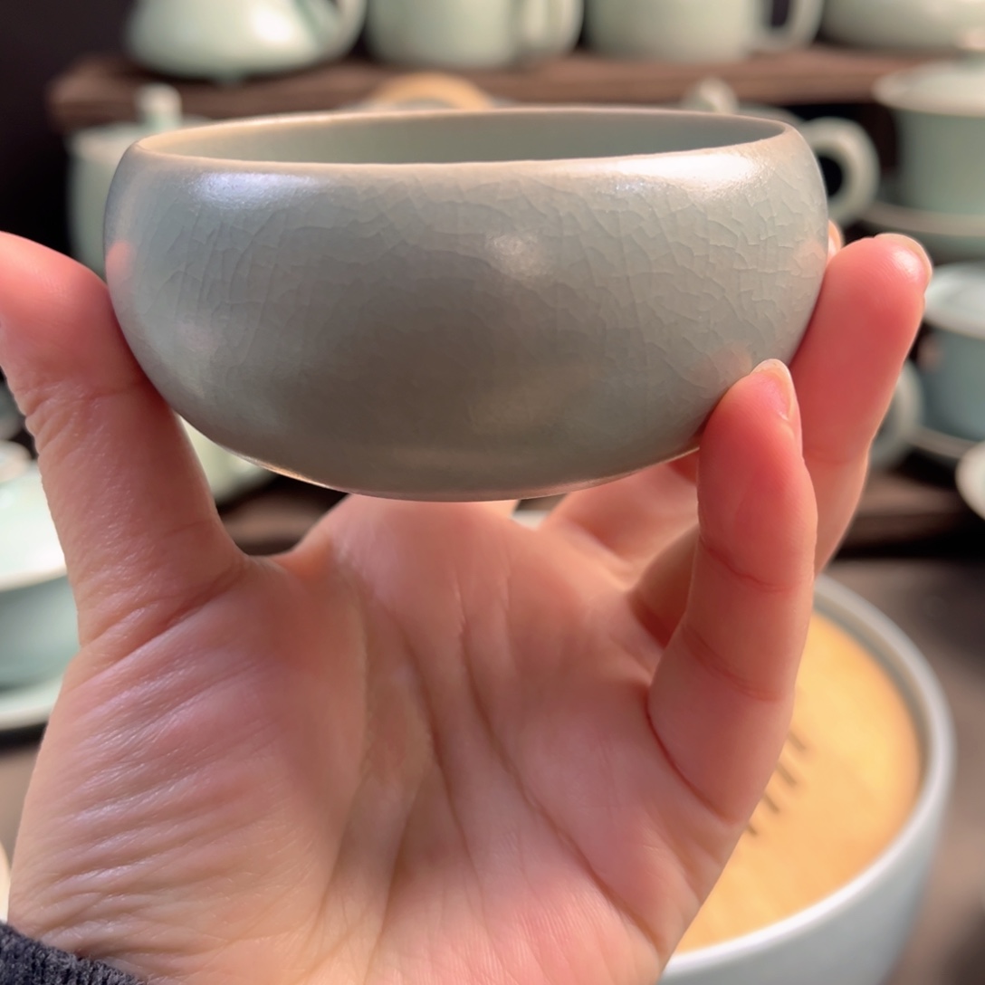 陶摆件瓷仿古釉臥足禅定纯手工