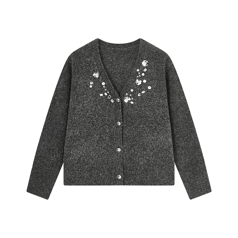 【达人专属】重工钉钻针织开衫W9504