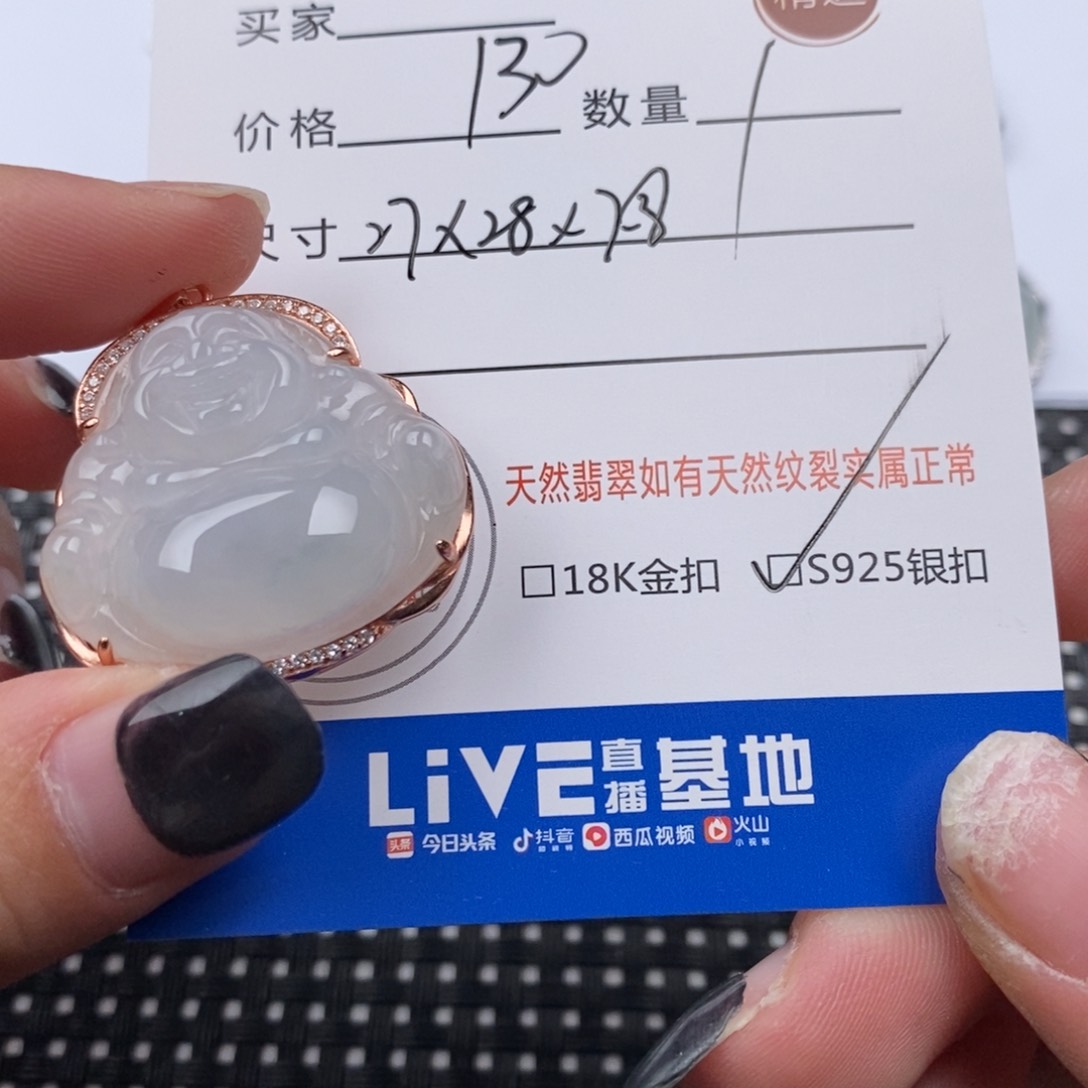 翡翠颈饰银S925镶嵌毛*佳