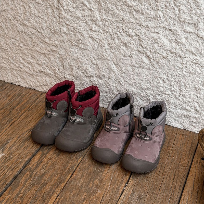 防水儿童雪地靴加厚女童棉靴厚底防滑秋冬保暖皮靴短靴