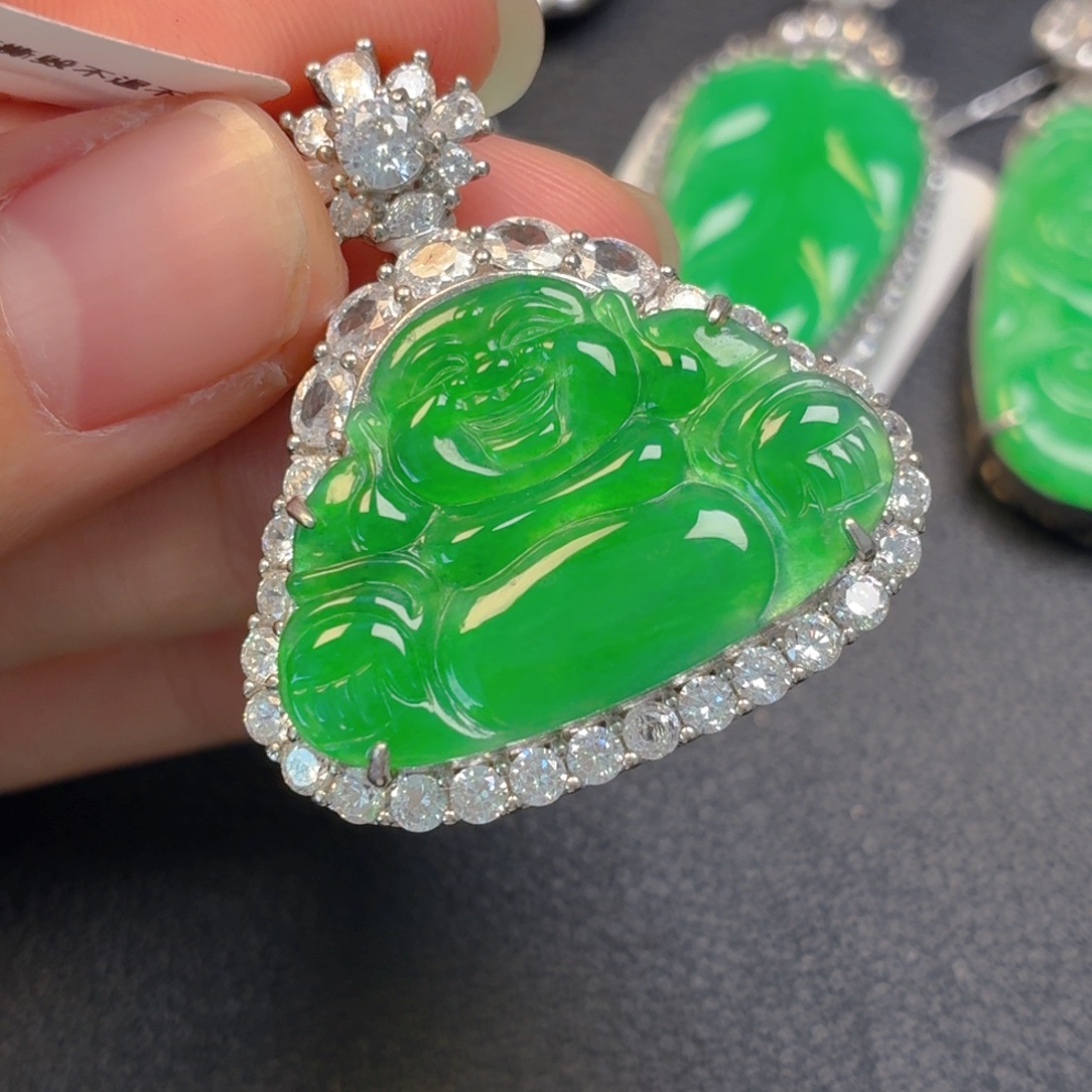 翡翠银S925镶嵌吊坠(不含链)