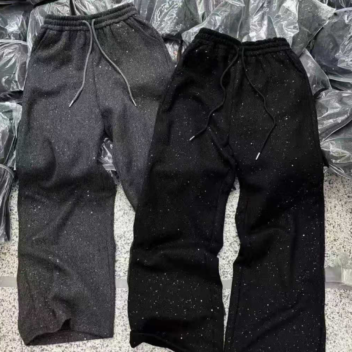 宜美多家 亮片星空加绒慵懒风百搭显瘦直筒裤9269