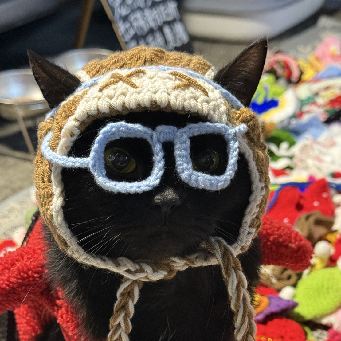 黑啤同款飞行帽手工编织（no退换慎拍）