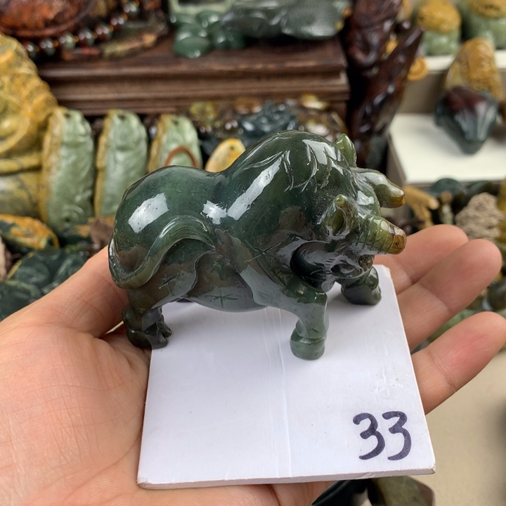 岫岩河磨玉（透闪石质玉）手把件有瑕未镶嵌小**光