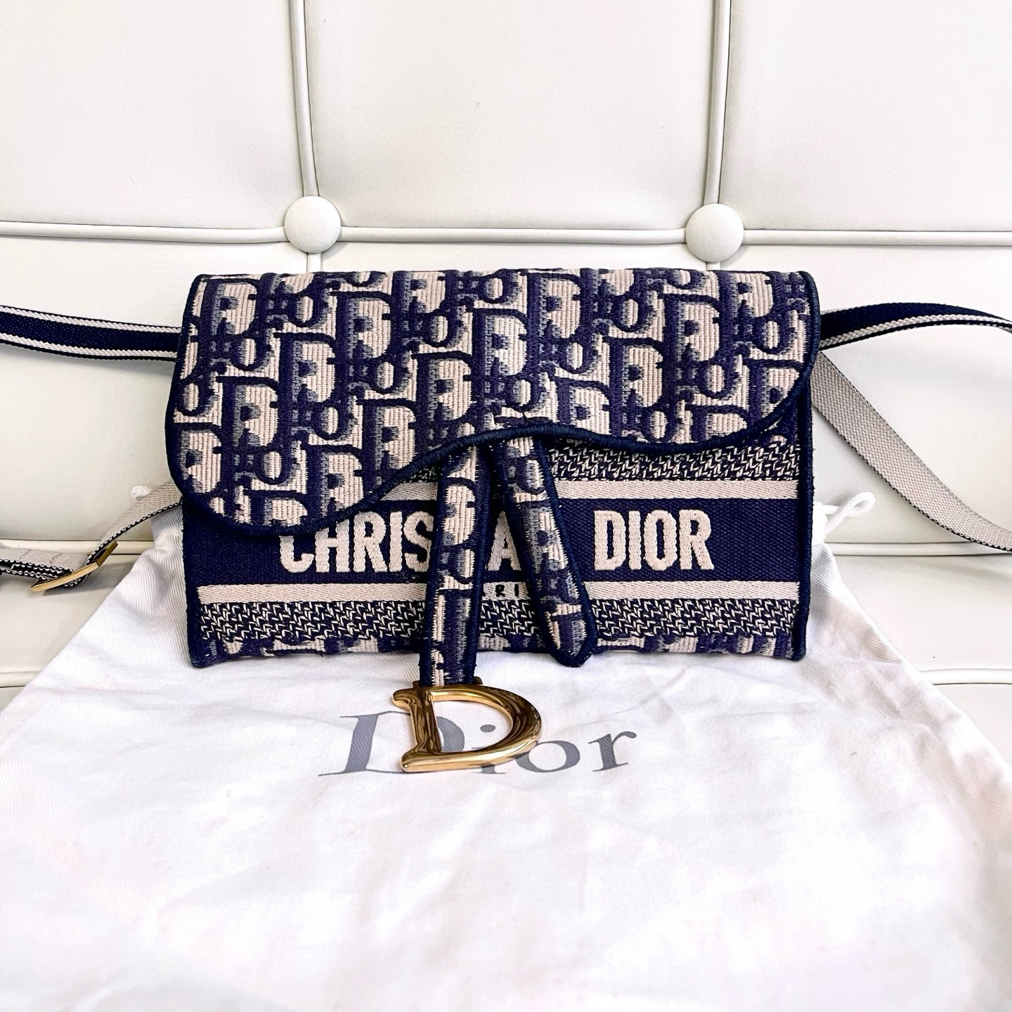 95新 DIOR/迪奥 119445 迪奥老花刺绣马鞍腰包