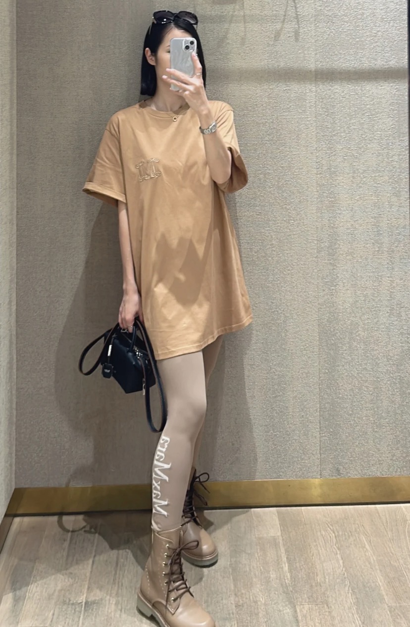 未使用 MaxMara 经典M字母刺绣圆领套头短袖T恤