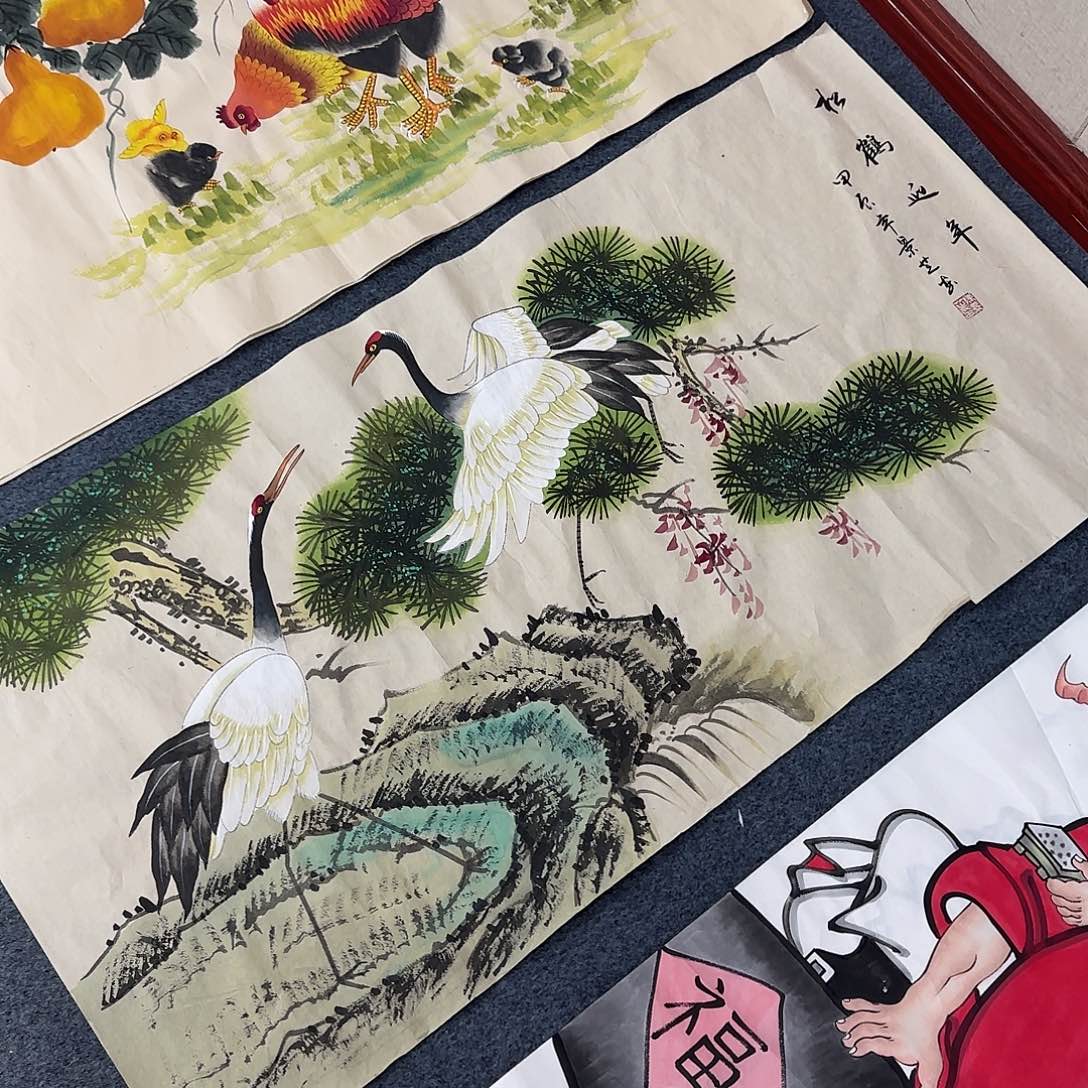 国画尺寸50X100手绘作品 