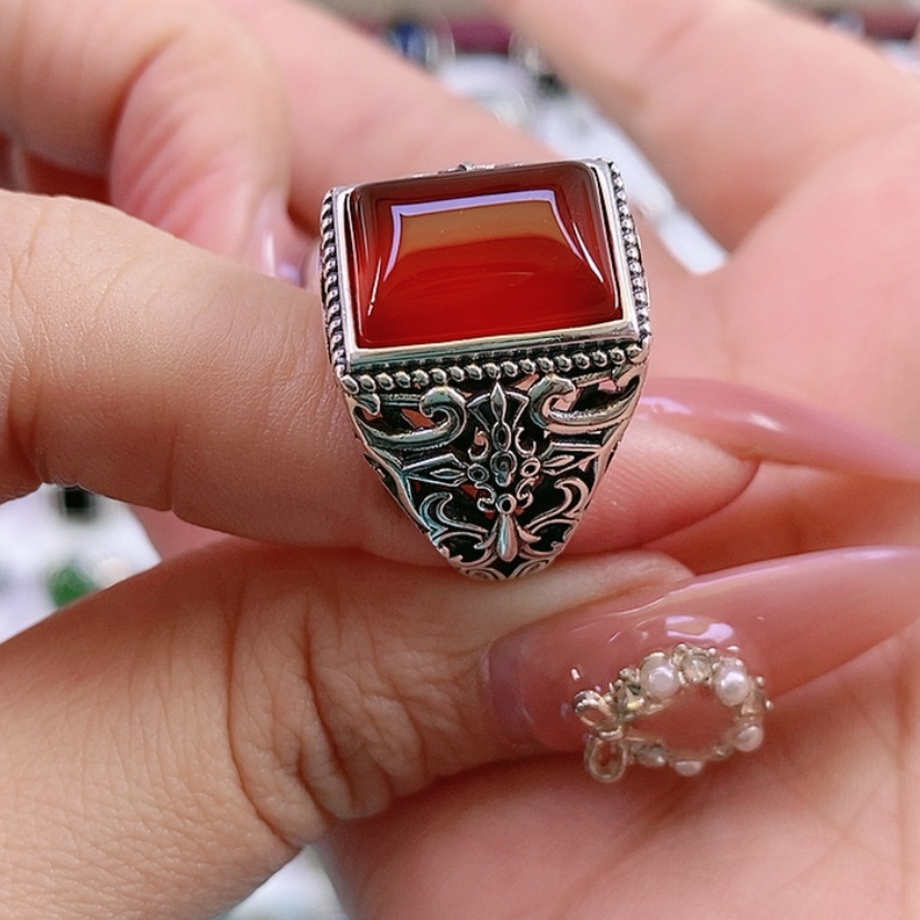 【闪购商品】银S925镶嵌戒指玛瑙/玉髓