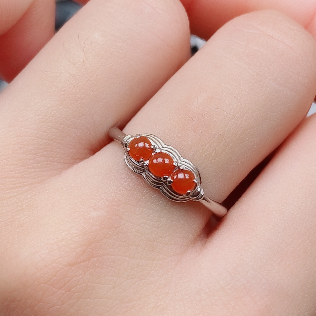 翡翠戒指银S925镶嵌戒指