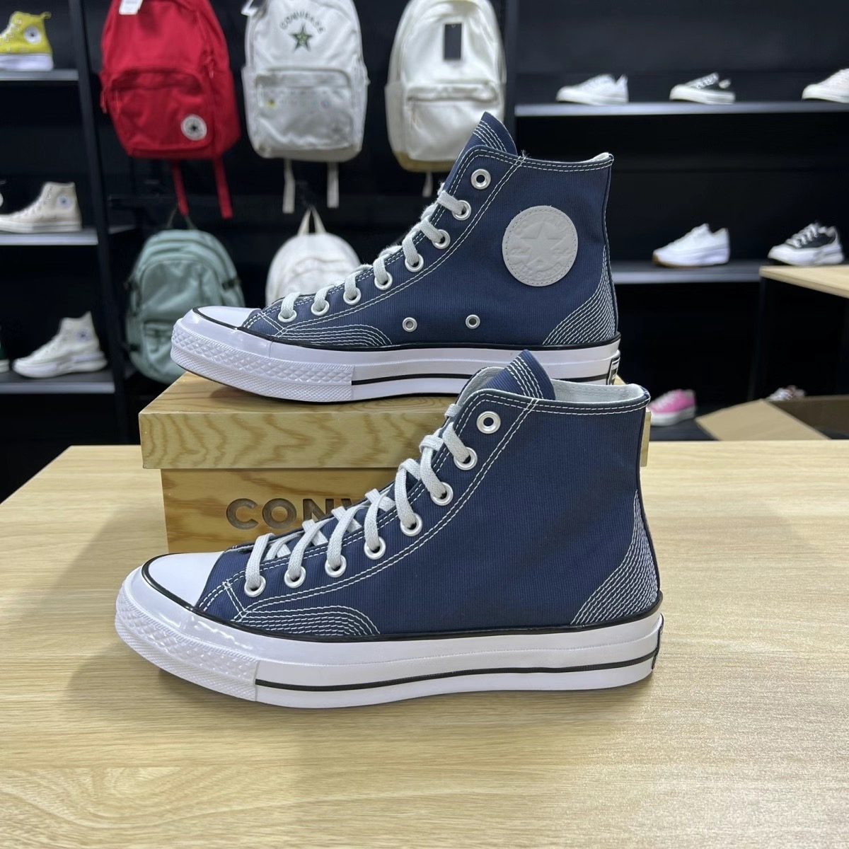 CONVERSE/匡威1970S新款深蓝色多缝线男女中性复古帆布鞋/A07434C