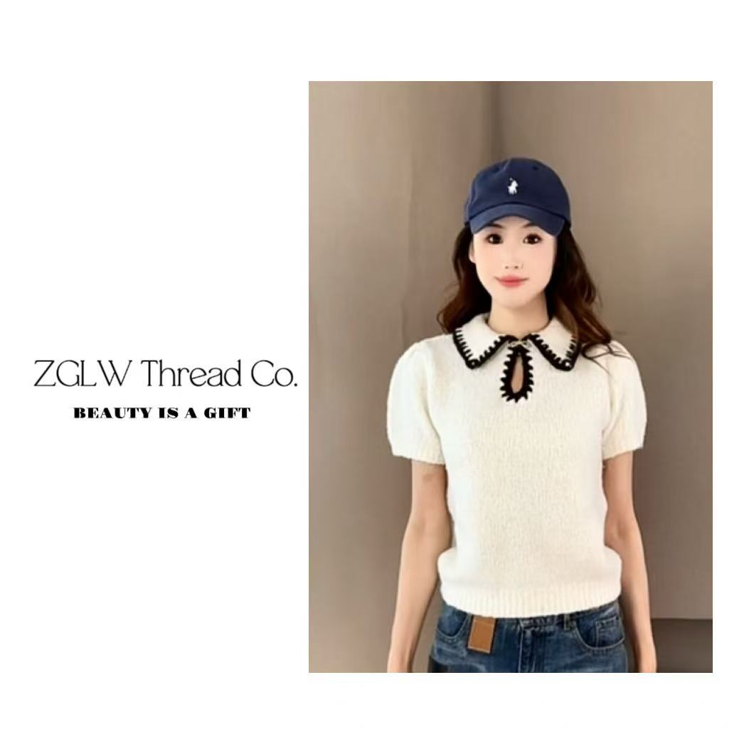 （zglw）26新款羊绒蝴蝶结套头半袖