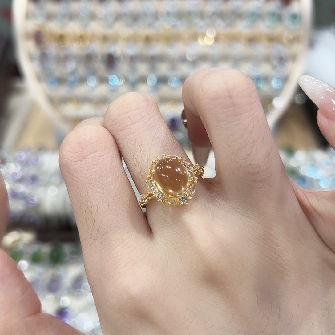 戒指银S925镶嵌黄晶