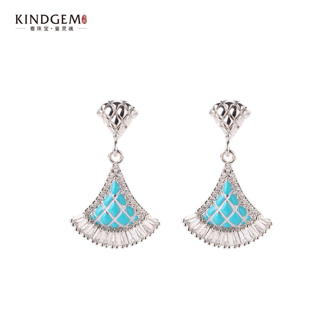 铜合金锆石耳饰 镶嵌小裙子高级百搭时尚耳环 AO153XYNC-24004