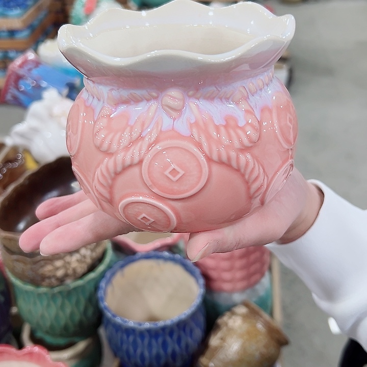 有孔.凑满10元发货多肉陶瓷花盆！