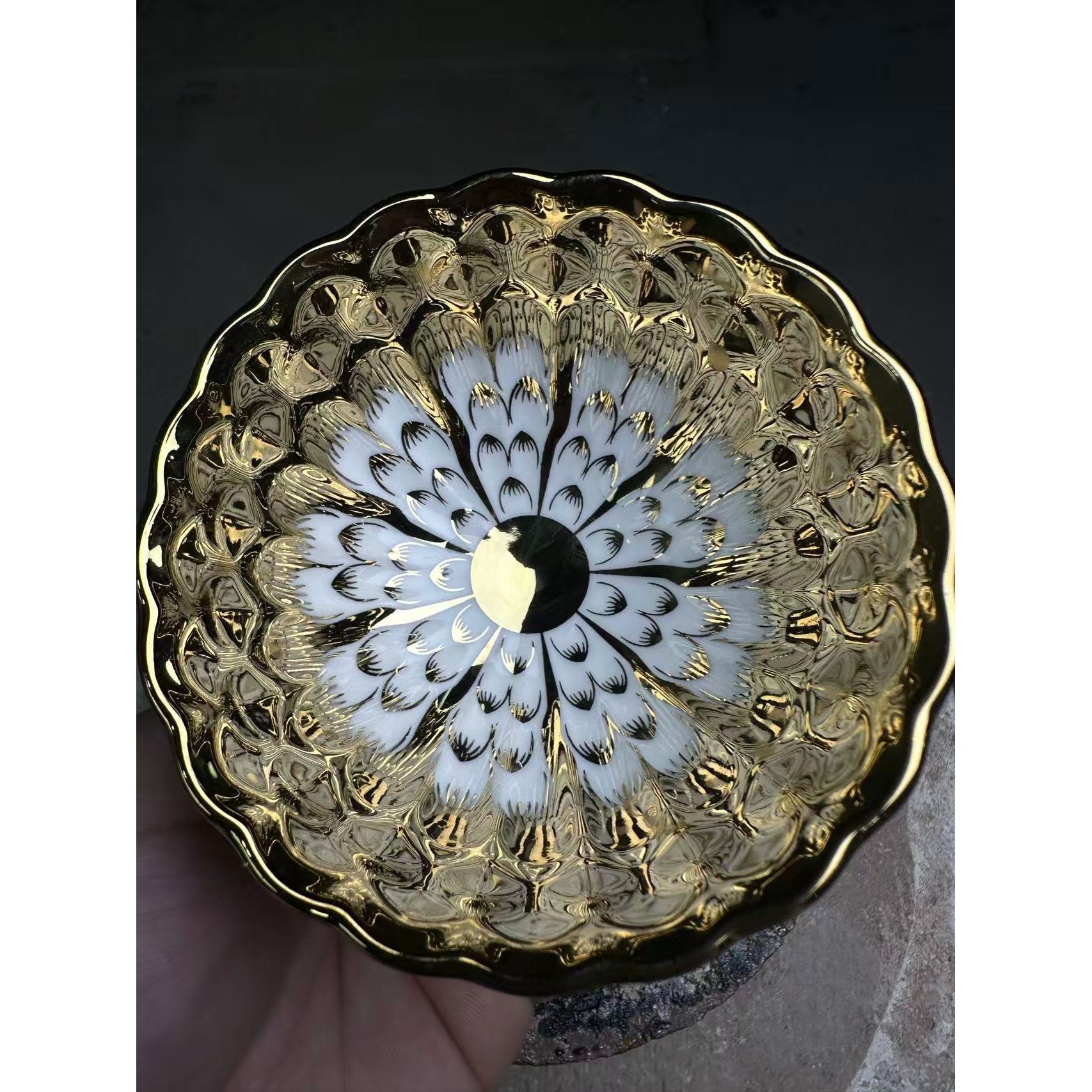 柴烧 纯手工  茶器主人杯 金光凤羽