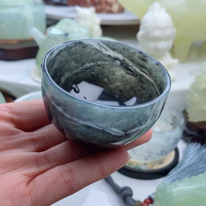 岫玉四大名玉茶杯60c c未镶嵌