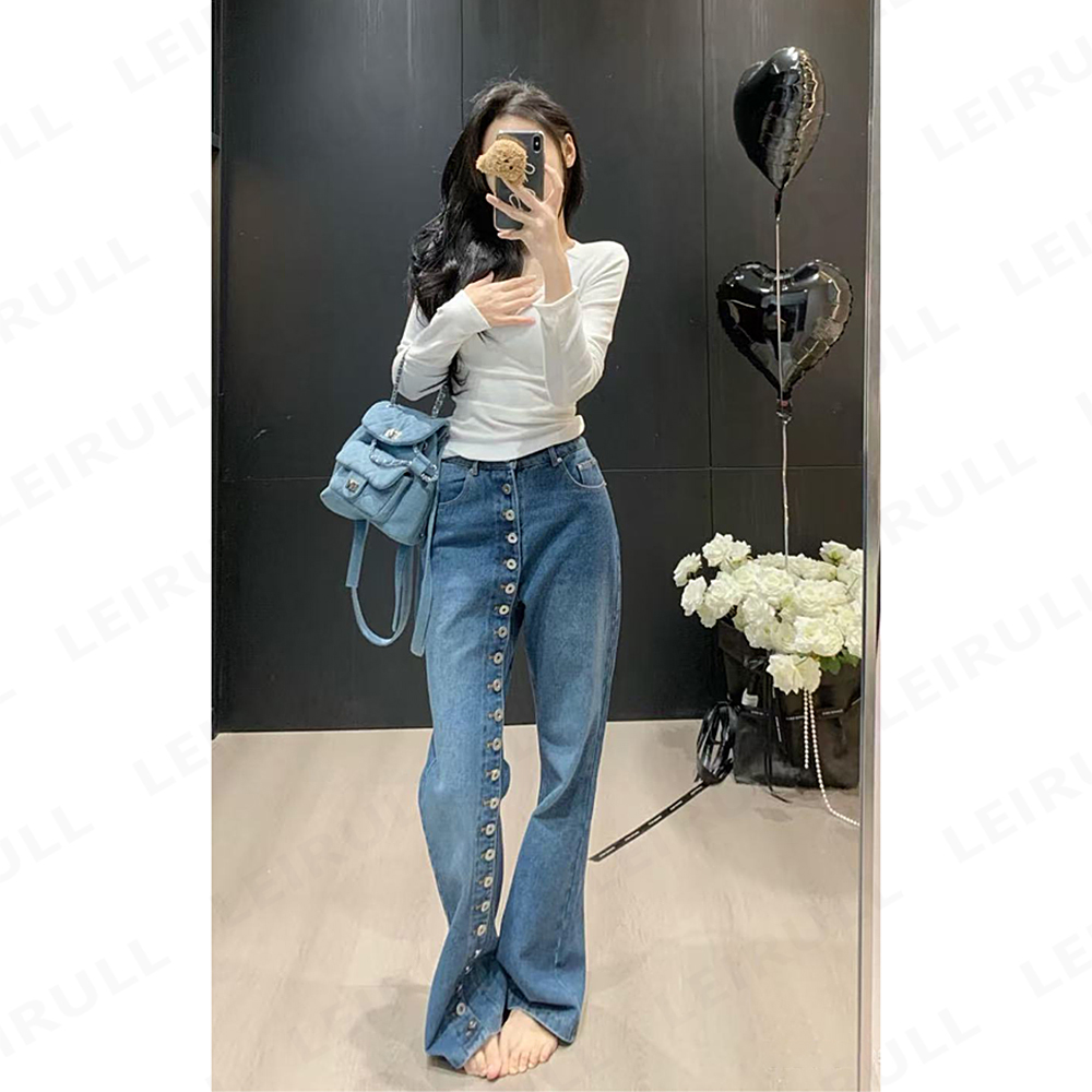 直筒牛仔裤女2024年秋冬新款设计感今年流行的爆款裤子