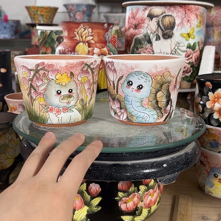 景德镇手绘花盆满38包邮