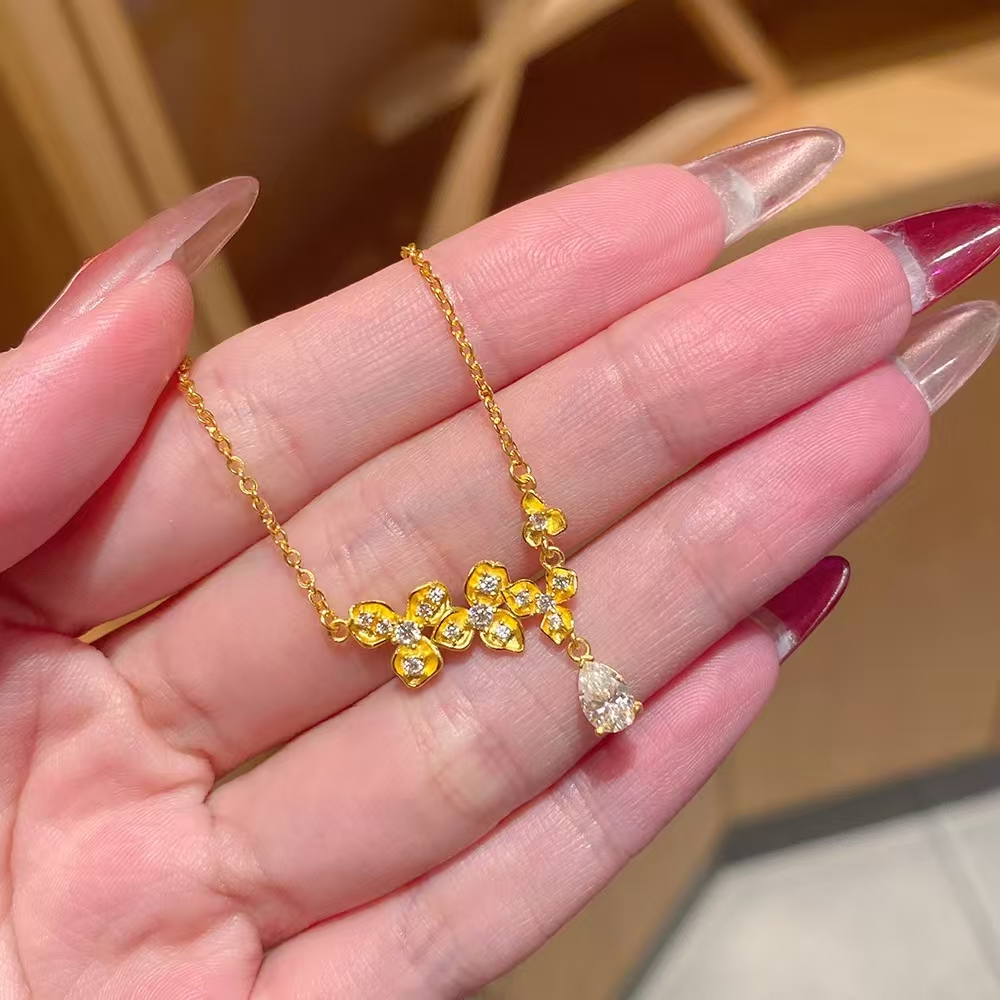 黄金999足金三生花套链当礼物送女友