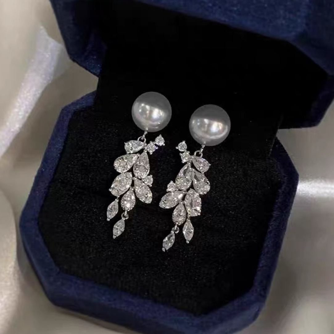 合金耳饰 锆石树叶流苏曼塔玫瑰珍珠耳钉麦穗轻奢无耳洞耳夹耳饰