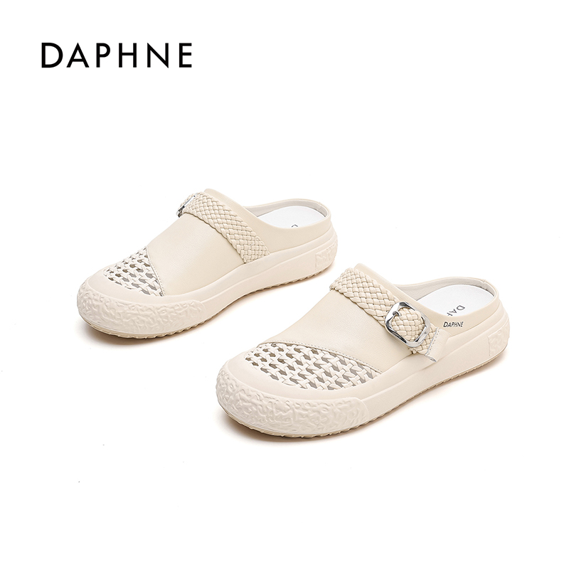 夏季编制休闲鞋包头拖透气法式厚底拖鞋厚底半托包头软底镂空XY