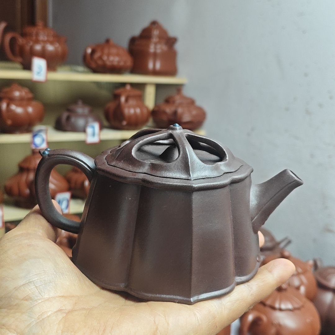 赖***宝宜兴紫砂壶筋纹器半手工制作紫泥容量一佰八十cc