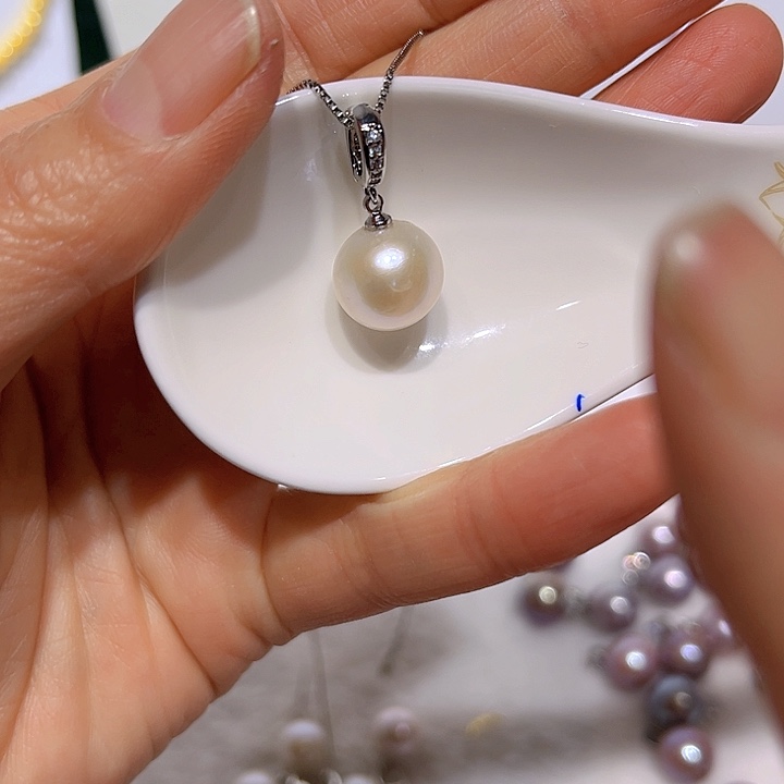 淡水珍珠白珠银色万能扣未镶嵌