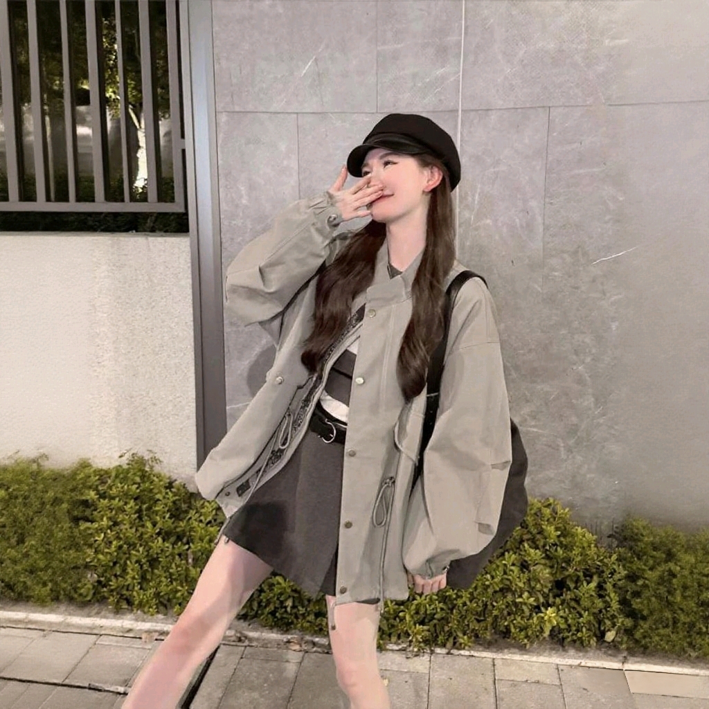 加州之旅~ 高级感宽松休闲短款款英伦风小个子风衣外套2575