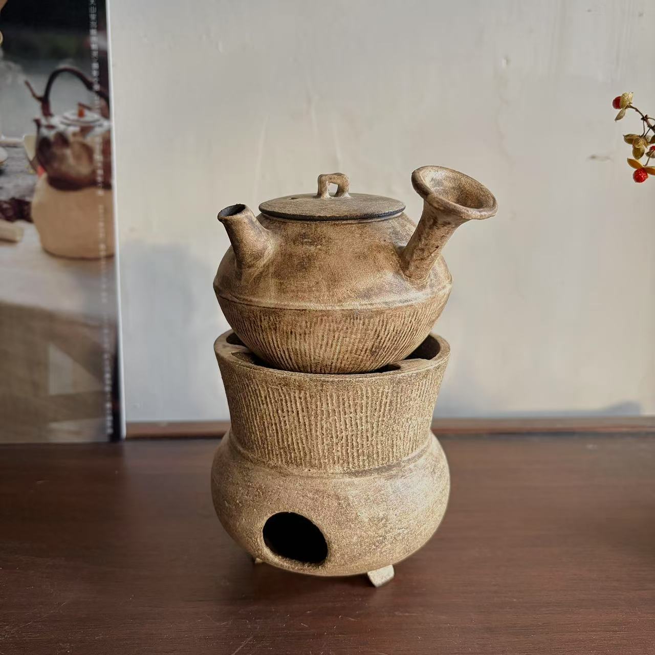 小喜宅 沙丘侧把炉壶套装（浅）容量约260ml