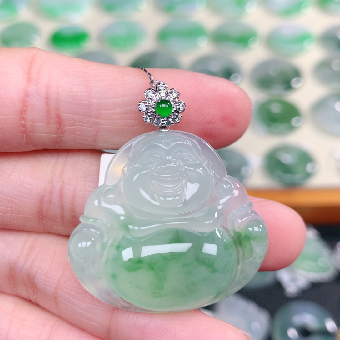 翡翠18K金镶嵌吊坠(不含链)38.8-34-6.0