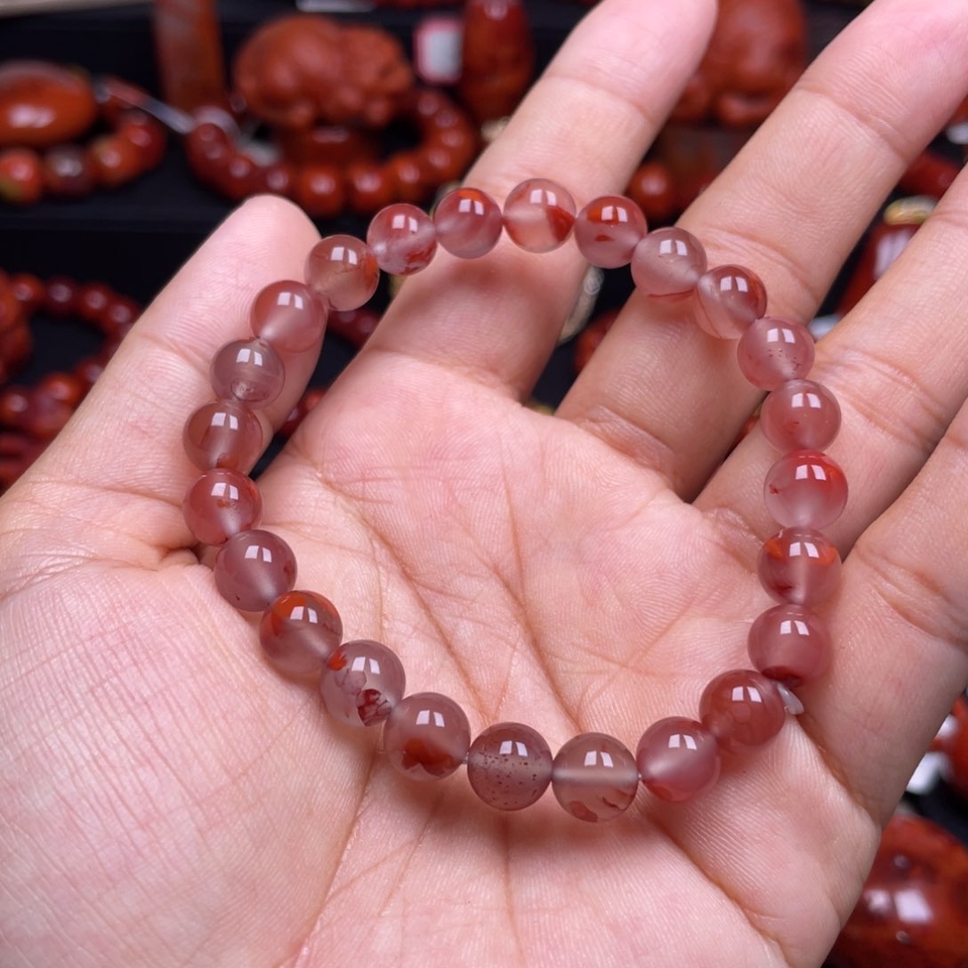 南红玛瑙珠宝奇石未镶嵌单圈8mm