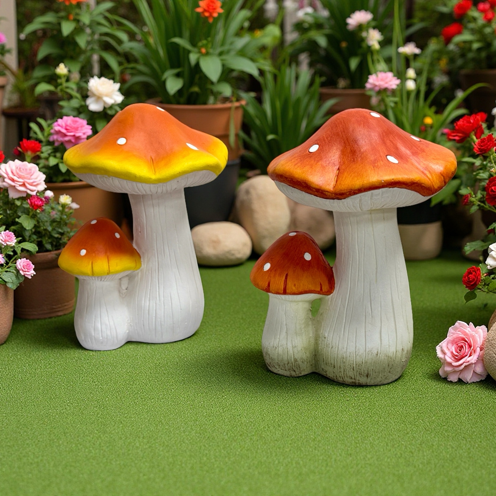 创意卡通双头蘑菇庭院装饰摆件户外草坪花园景观创意装饰品