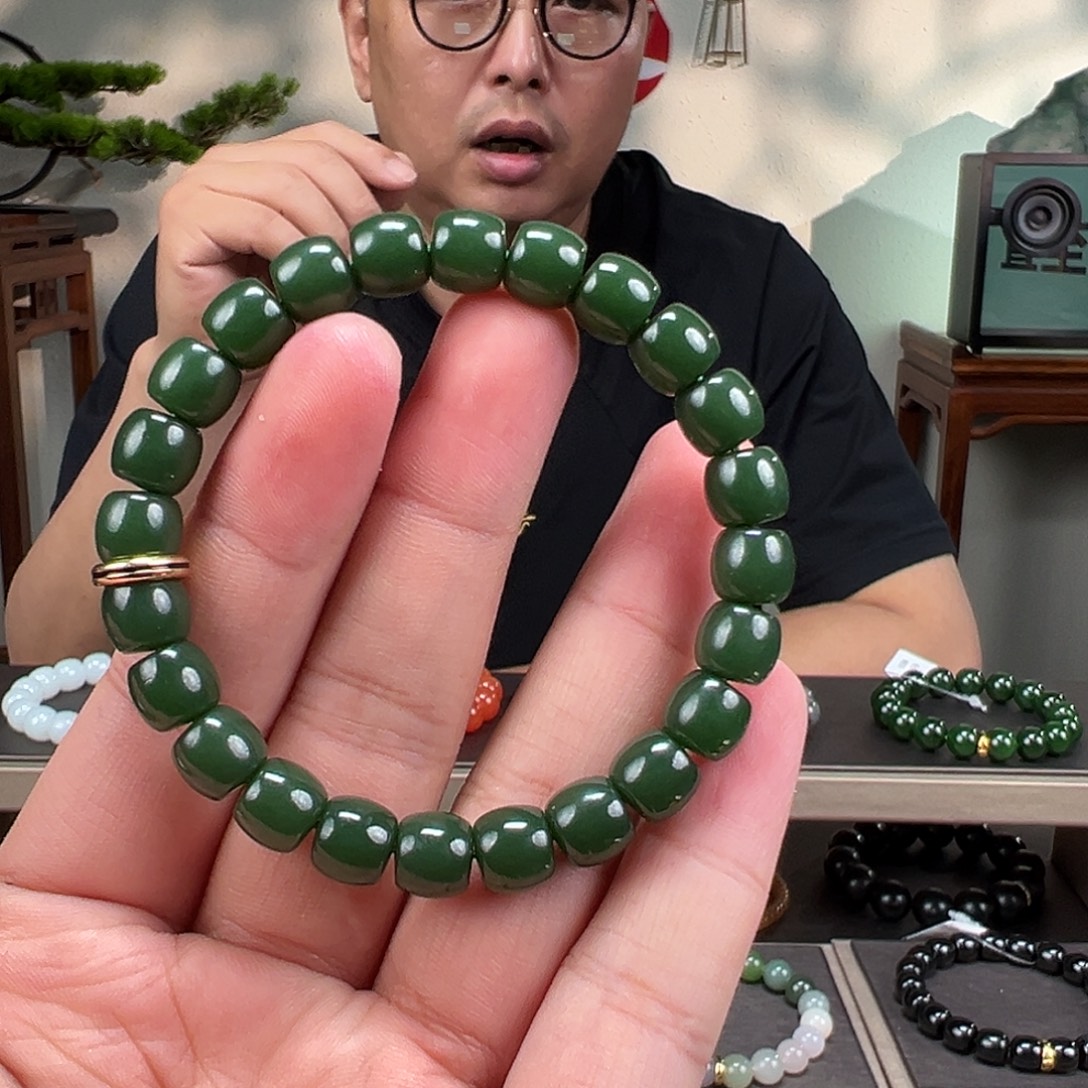 和田玉未镶嵌手链卡9mm藏物