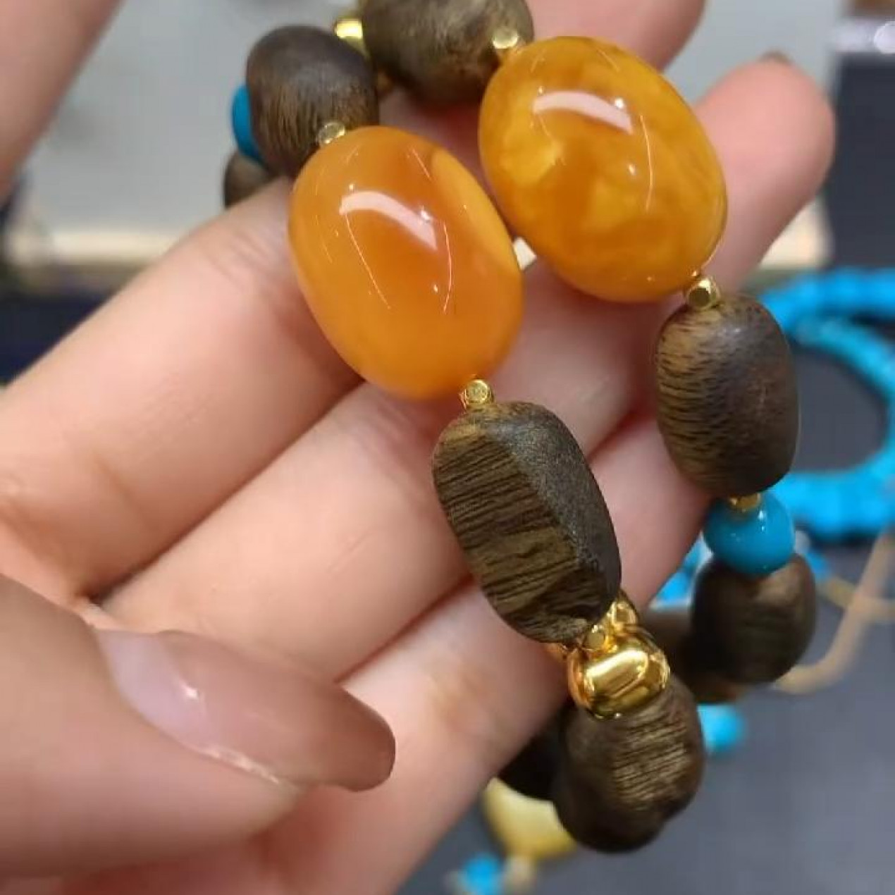 【小鱼严选】蜜蜡手串-多样性发其一18K金-LW029|BML3