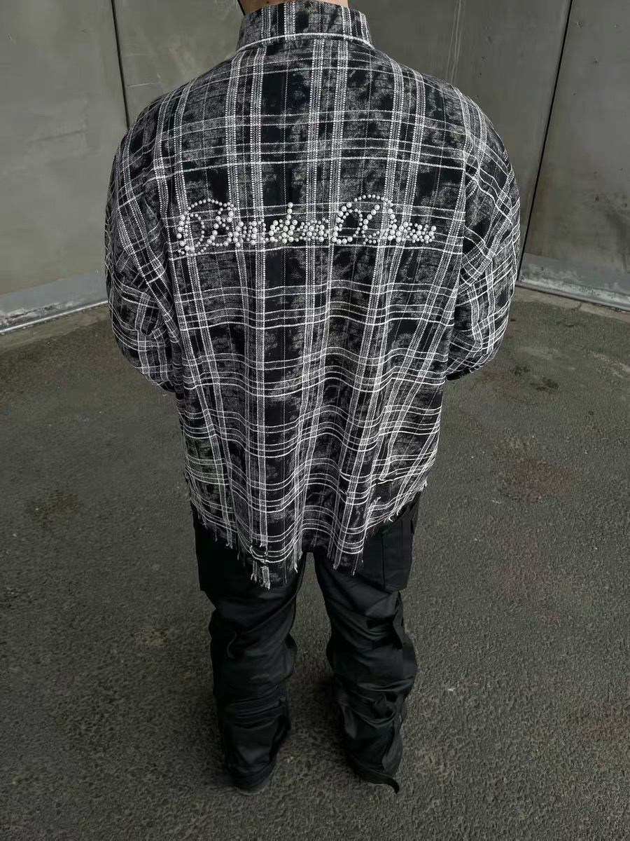 珍珠衬衫来啦！！！做旧散边格子衬衫 男女同款（微瑕）