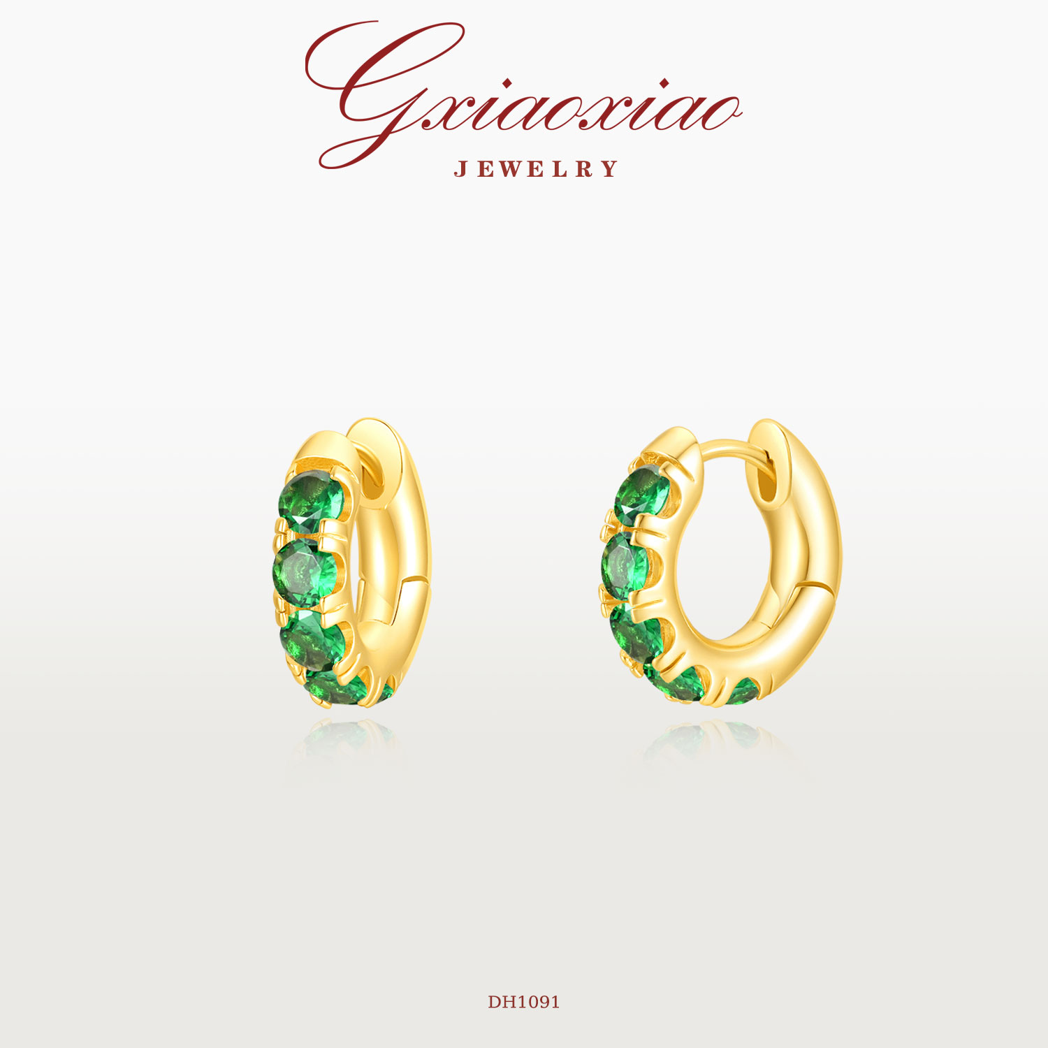 G XIAOXIAO 镀K金【绿绮幻影】轻奢气质复古百搭耳环 DH1091