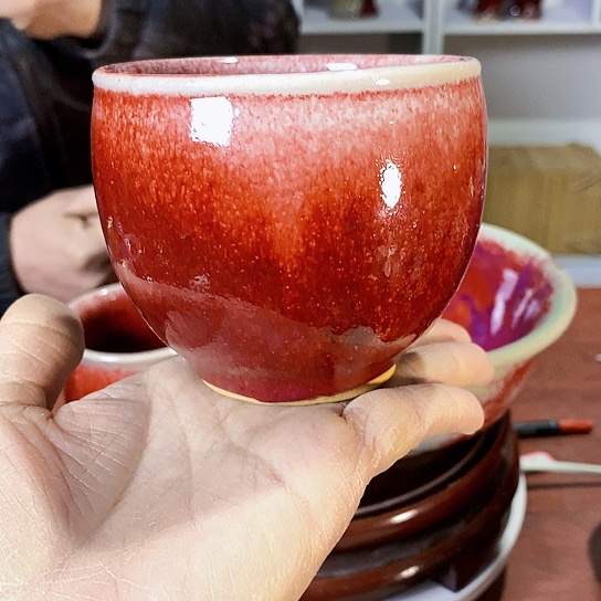 摆件金**兔尚峰钧窑作品手工杯