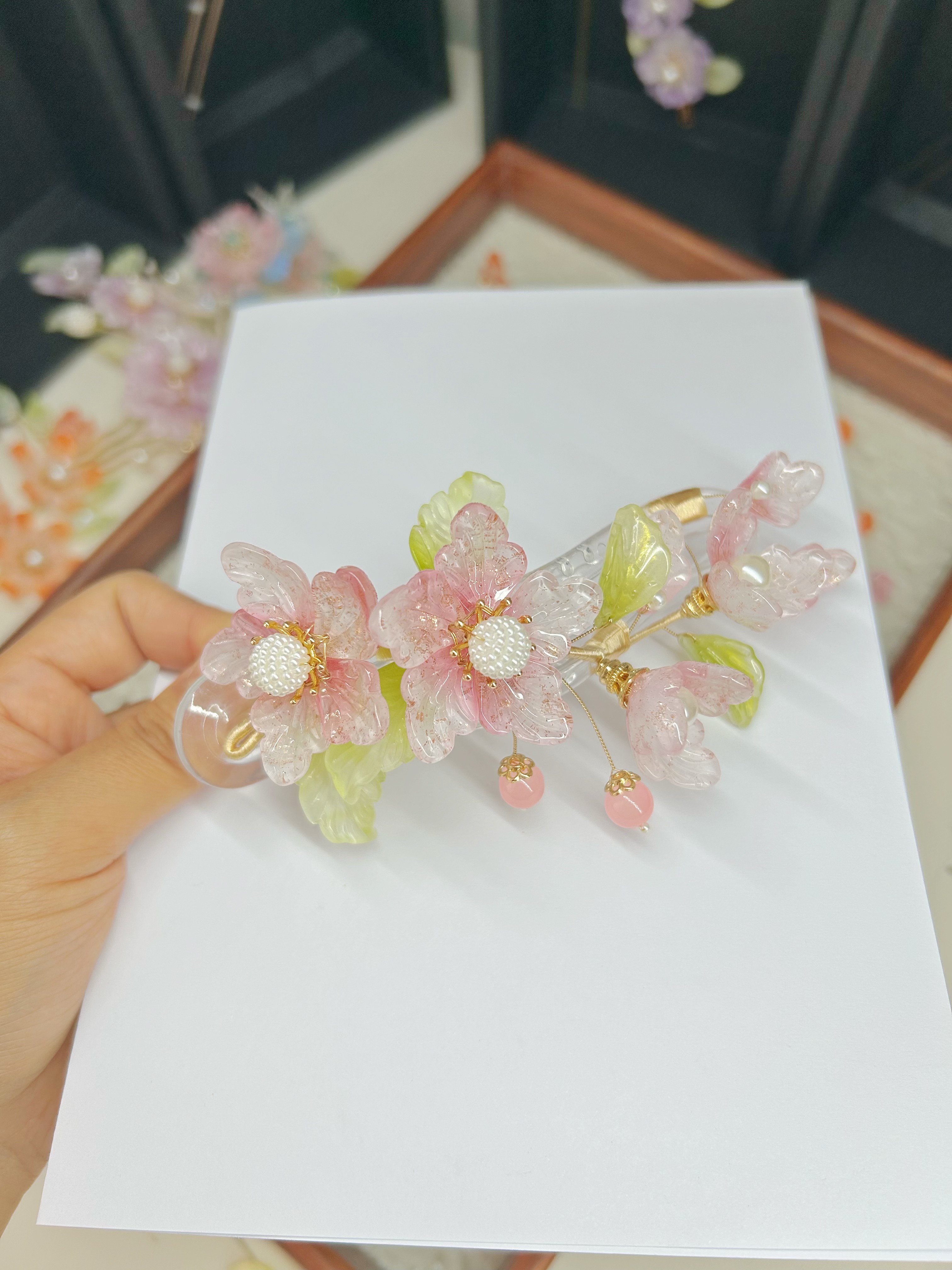 6号粉色蕙兰花鱼嘴夹