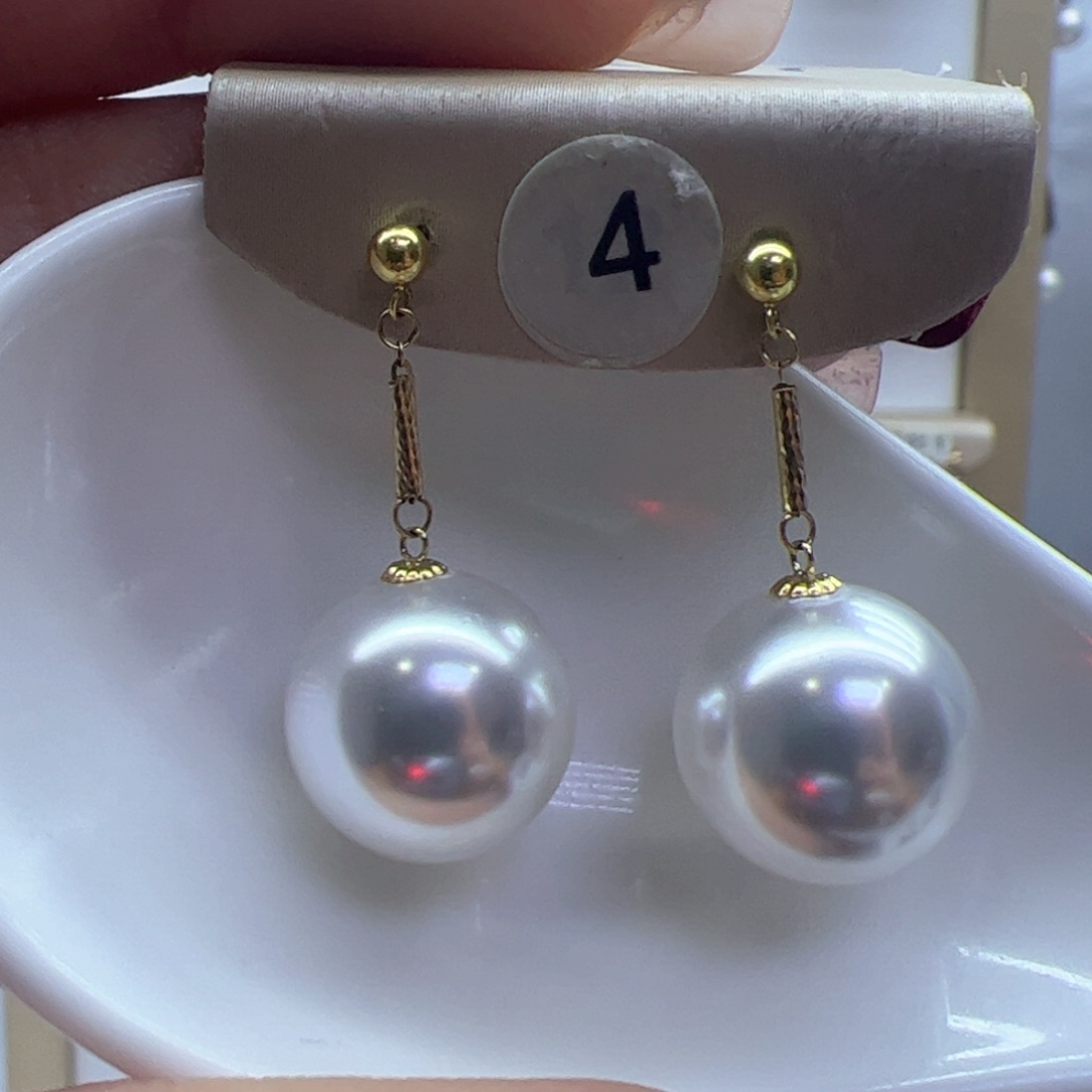 淡水珍珠耳饰18K金镶嵌