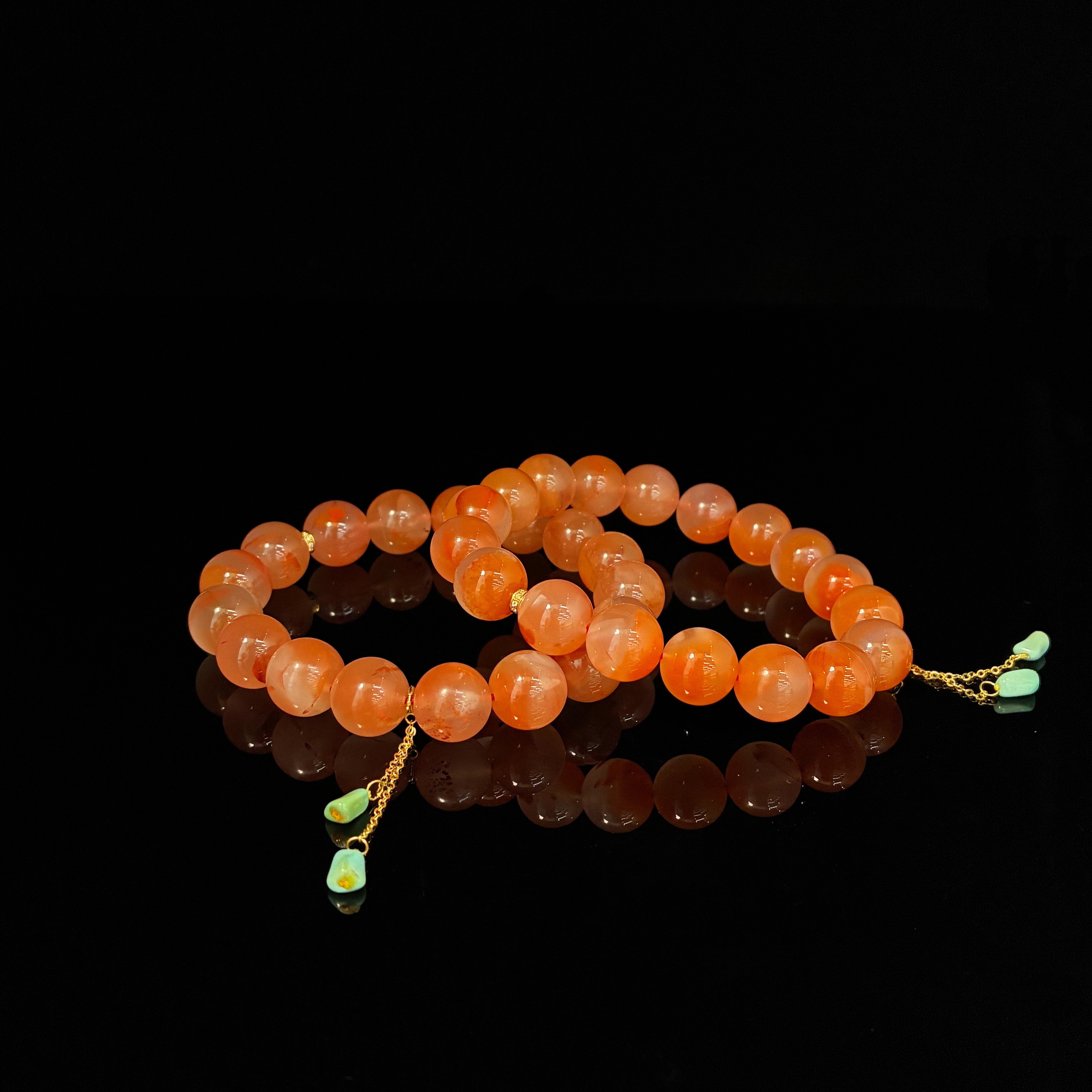 冰飘南红11mm手串 18k金 3385 多样性发一件 