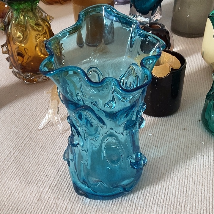 萍***萍蓝色琉璃摆件家居花瓶