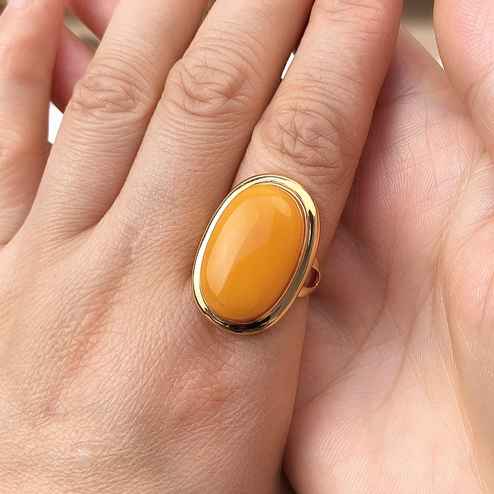 蜜蜡戒指银S925镶嵌戒指