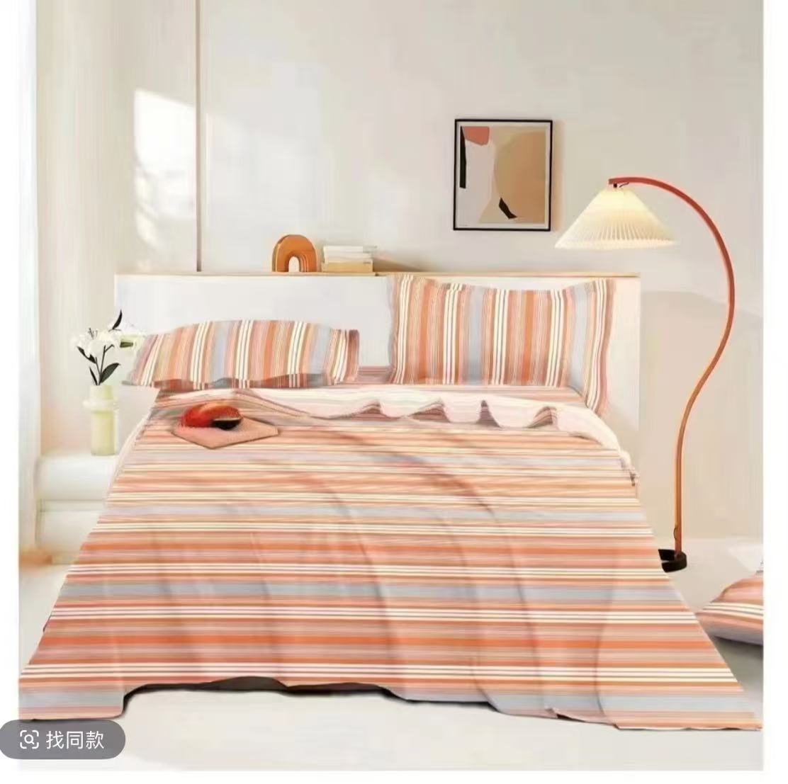 （清单尾货）澳洲磨毛新疆亲肤柔软粗布经典橘条床单加密小斜纹