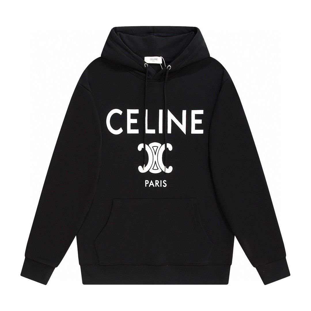 未使用 Celine/思琳 连帽字母印花长袖卫衣 卡其色/S码/公价9900