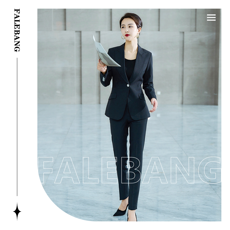 Falaibang/法莱邦3097-12春秋款藏蓝色长袖小脚裤西装套装