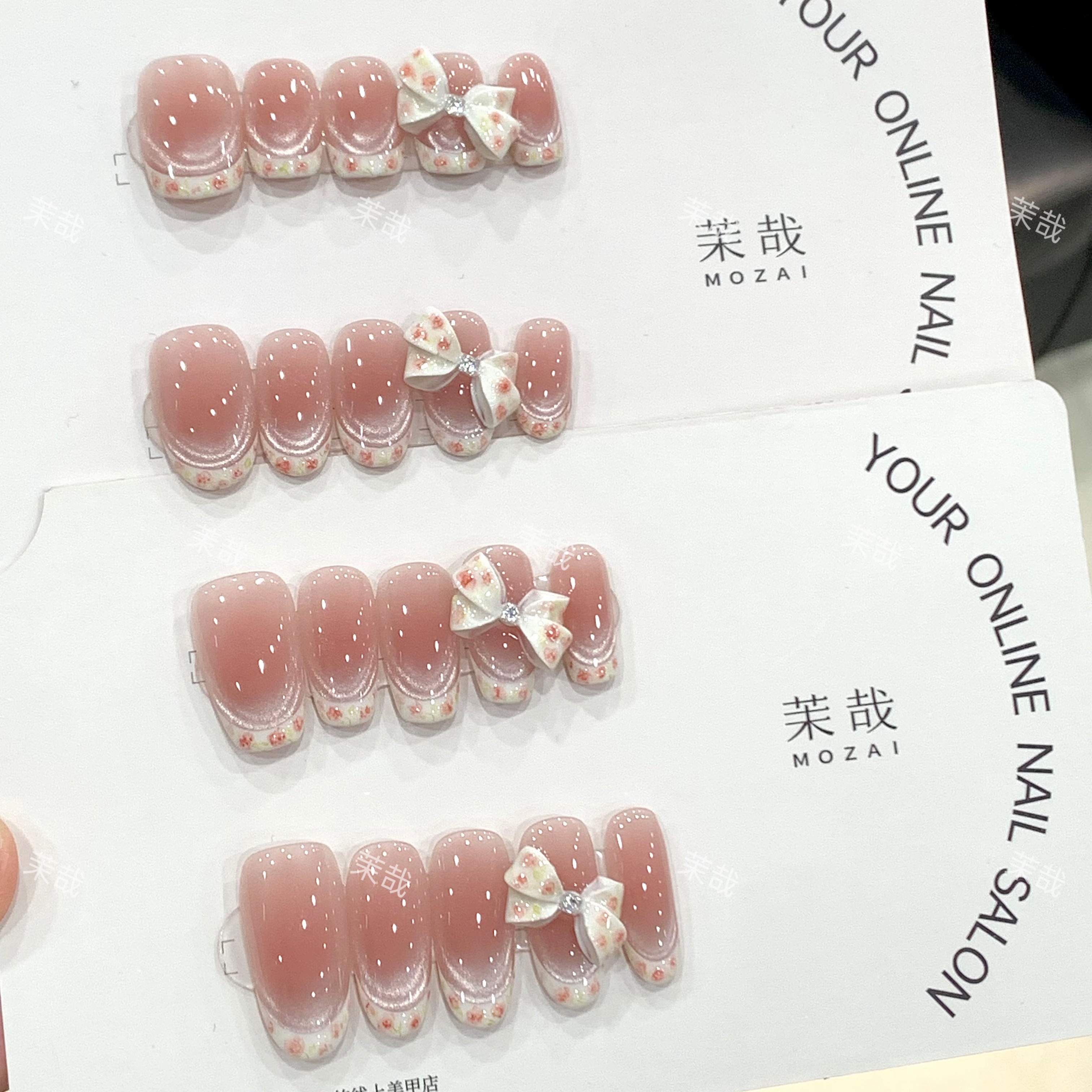 茉哉七七现货高定【水彩手绘】纯手工定制美甲拆卸穿戴甲A4354