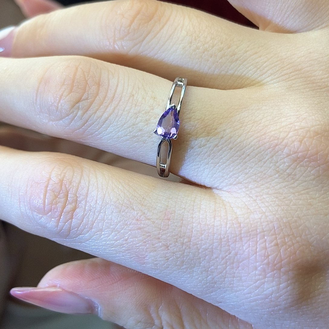 紫晶戒指，银S925镶嵌