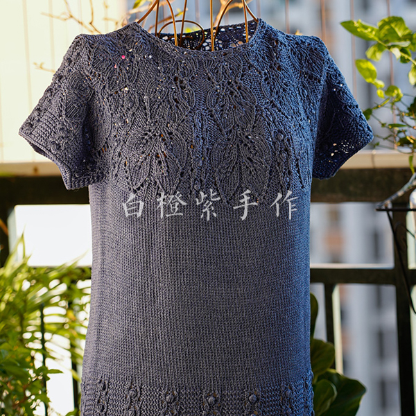 A白橙紫【暮云】从上往下套头衫编织视频