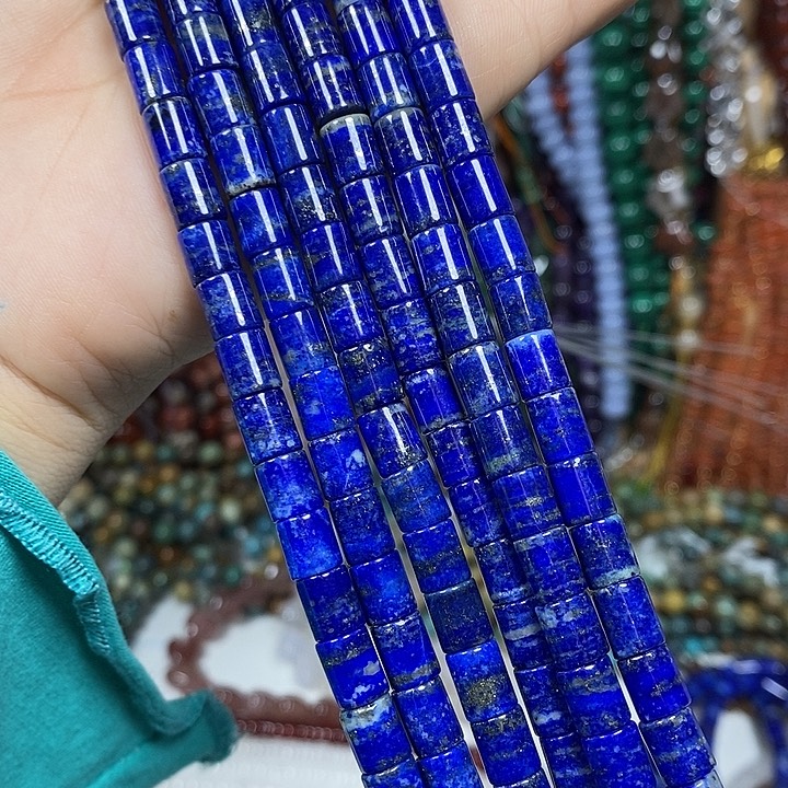 玛瑙/玉髓未镶嵌珠宝半成品天然青金卡6*7mm一条